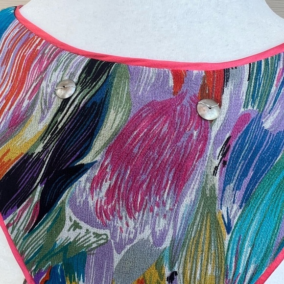 Erica Davies 100% silk top Women multicolored size 6 - Picture 12 of 13